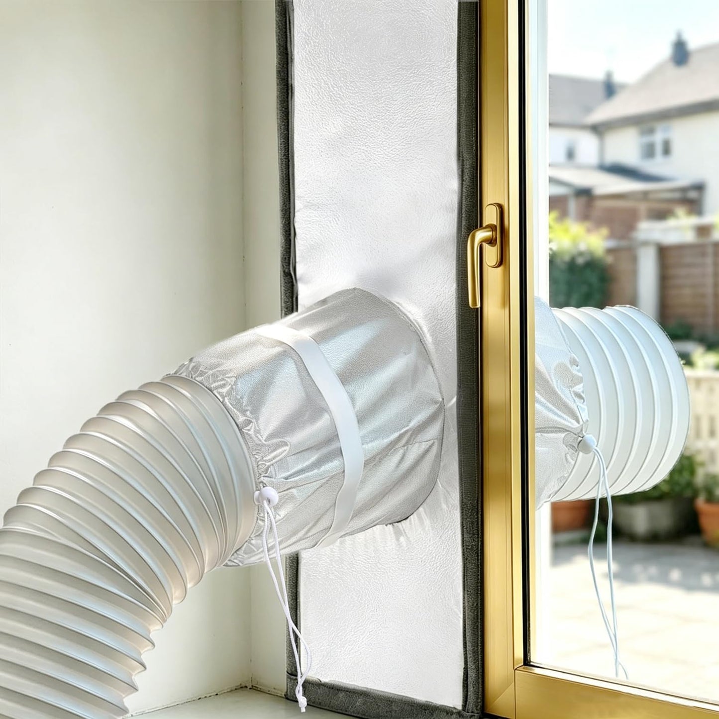 40" Heavy Duty Portable Air Conditioner Window Kit Reflective Aluminum Foil Thermal Shield, 100% Blackout & Waterproof Adjustable Height 3-Layer Insulated Portable AC Window Seal Kit