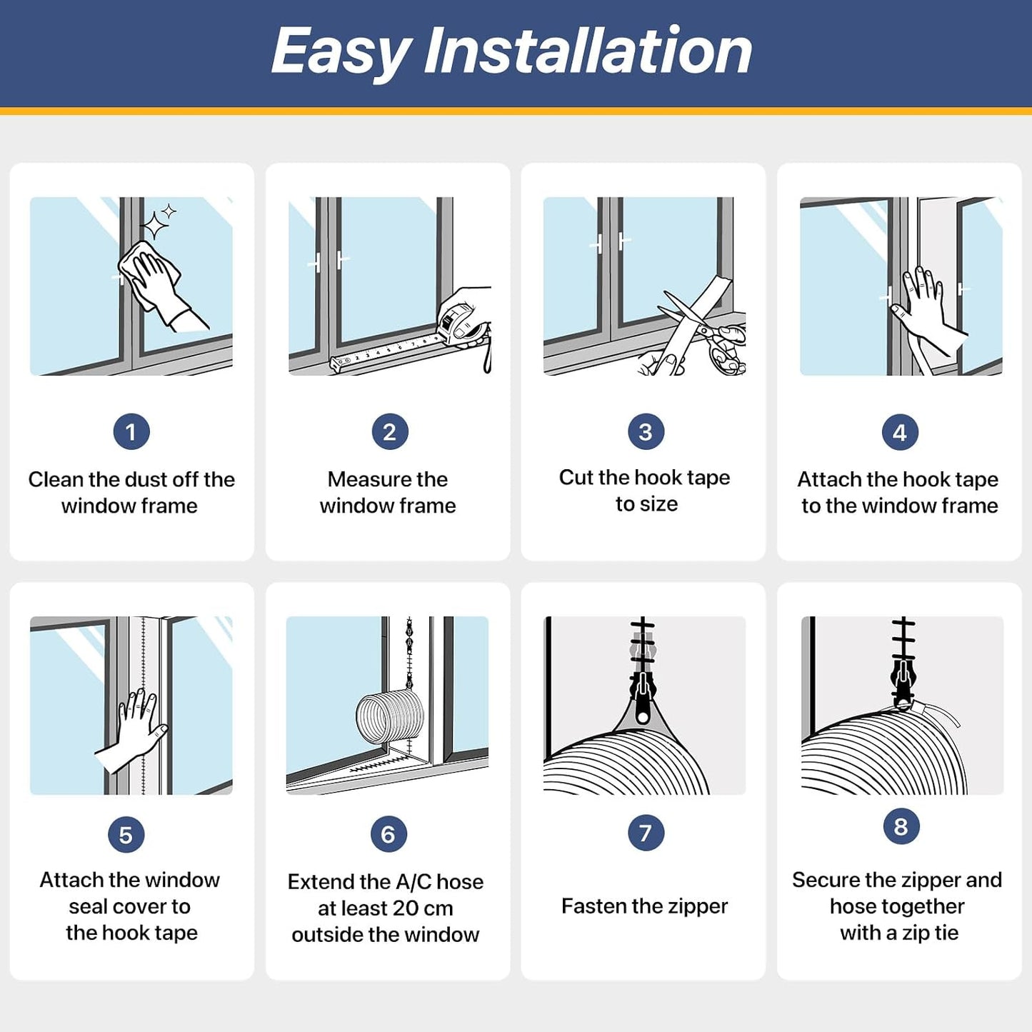 LOVIGA 400CM(157") Portable AC Window Seal Kit, Casement Window Vent Kit Seal Kit for Portable Air Conditioner & Ventilation System, Easy to Install for Crank Out/Awning/Skylights Window
