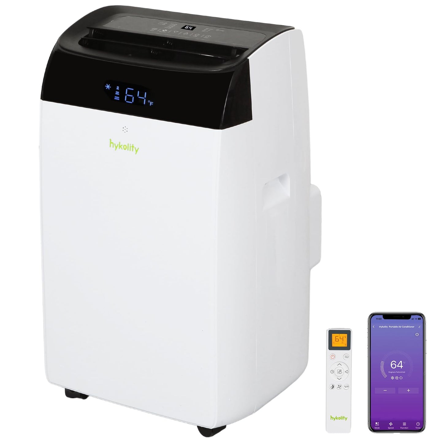 Hykolity WiFi Enabled Portable Air Conditioners 10,000 BTU, Cools Rooms Up To 450 Sq.Ft, 45dB Dual Motor 5 in 1 Quiet Smart AC Unit with Cool, Fan, Dehumidifier, 24H Timer & Sleep Mode