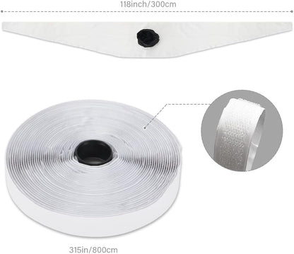 BEWAVE Portable AC Window Seal, 118"(300CM) Universal Window Seal for Portable Air Conditioner, Window Vent Kit with Shrink Rope and Adhesive Fastener for Casement Window