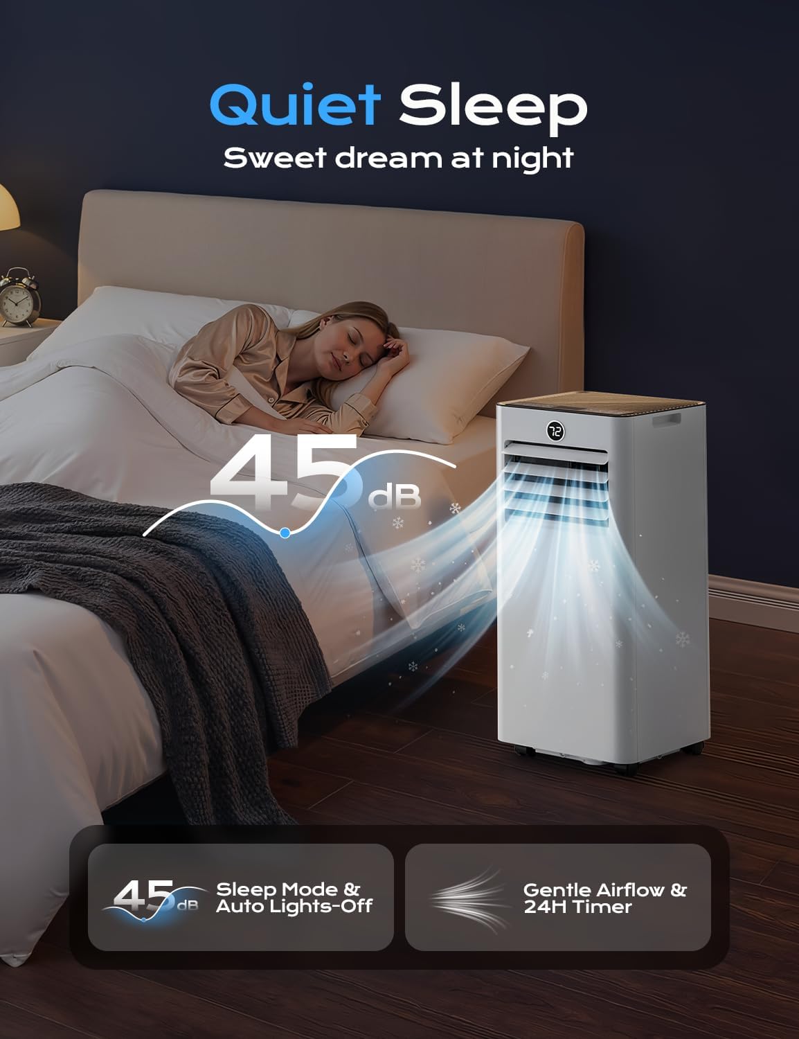 Portable Air Conditioners - 2026 Upgraded 10000 BTU Quiet Portable AC for Room up to 450 Sq. Ft, 4 in 1 AC Units with Cool, Fan, Dehumidifier, Sleep, 24H Timer/Remote/Window Kits