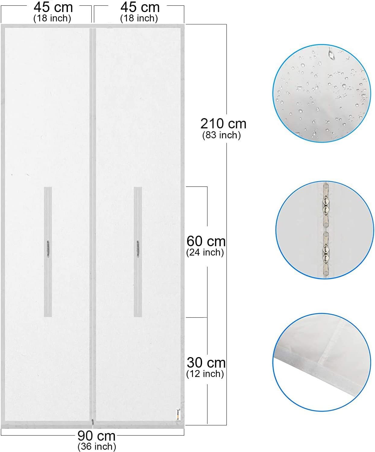 HOOMEE 36x83 Inch Zipper Screen Door Seal for Portable Air Conditioner and Tumble Dryer– Works with Mobile Air Conditioning