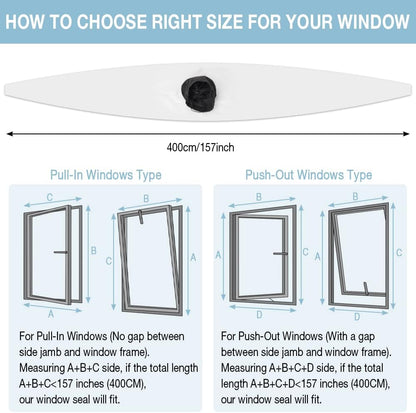 HOXHA Universal Window Seal for Portable Air Conditioner, 157 Inches Cloth Sealing AC Kit with Adjustable Coupler and Adhesive Fastener for Casement Windows, 400CM