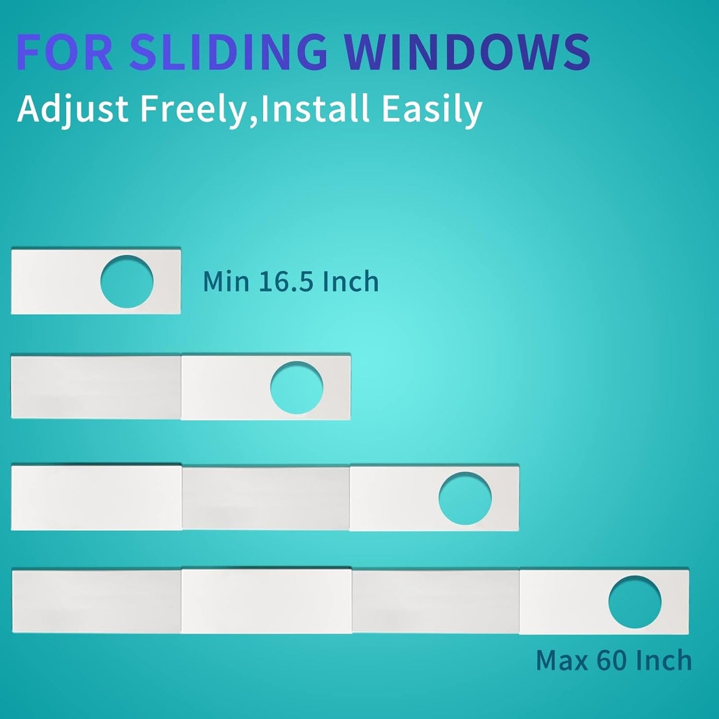 Portable AC Window Vent Kit - Complete Air Conditioner Window Kit, Adjustable PVC Window Seal Kit Panels Up to 60 Inches, for Universal Thread AC Exhaust Hose of 5.1" and 5.9" Diameter