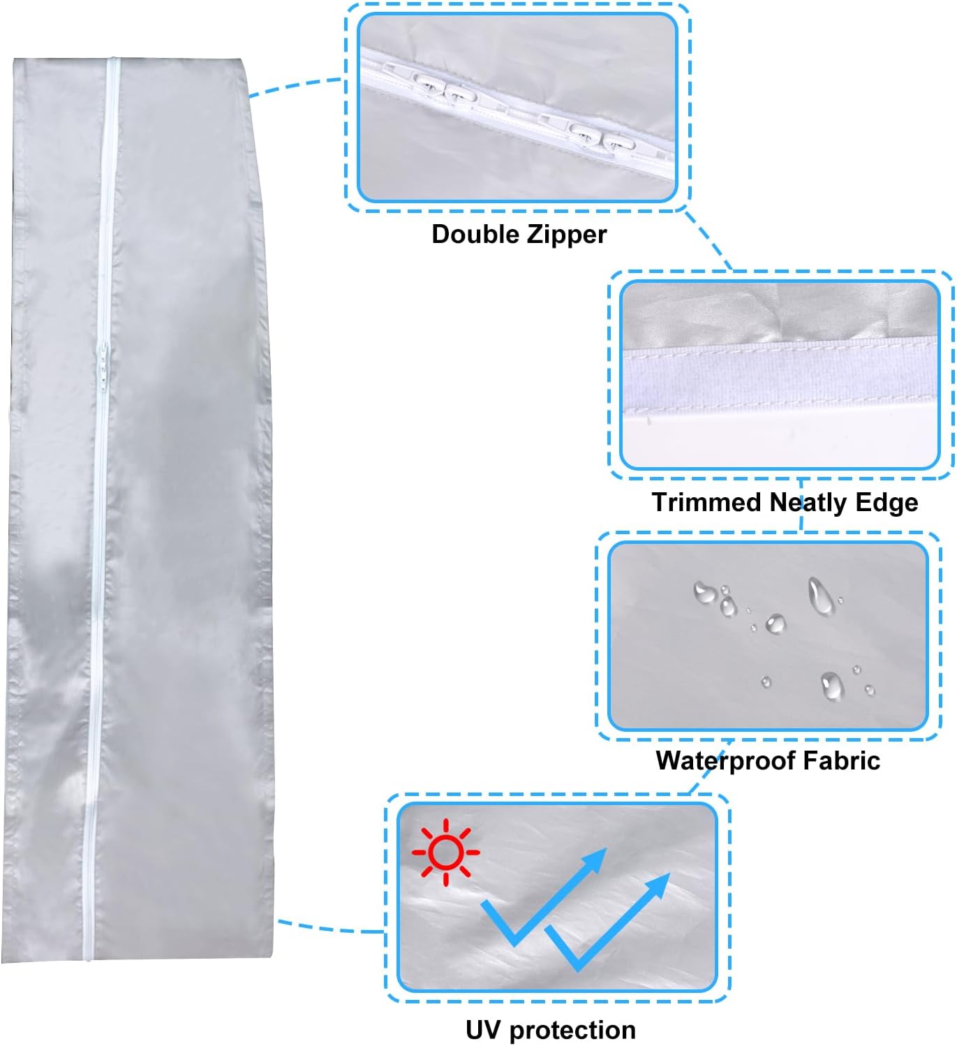 400CM (157") Portable AC Window Vent Kit with 2 Zipper Doors, Universal Casement Window Vent Seal Kit for Mobile Air Conditioner and Dryer, Upgraded Full Sealing Waterproof AC Window Seal Kit