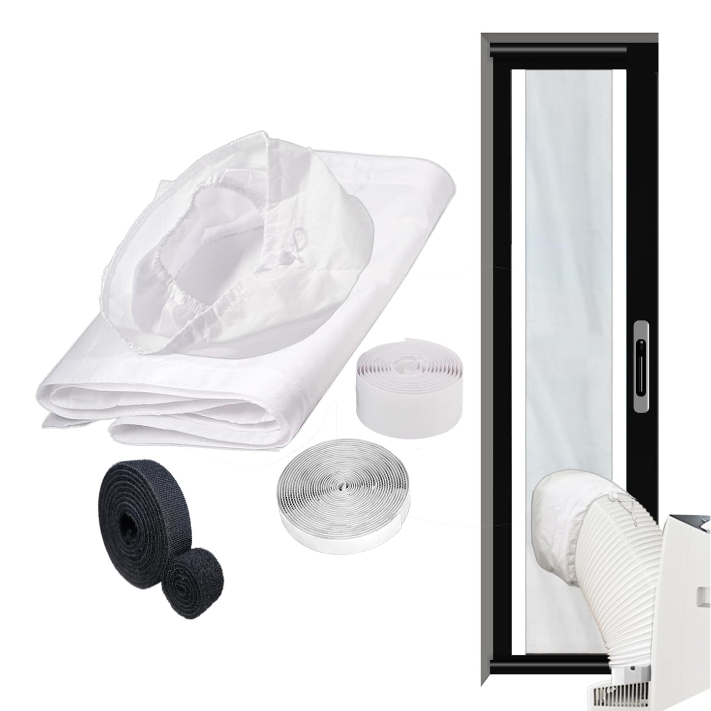 40" Heavy Duty Portable Air Conditioner Window Kit Reflective Aluminum Foil Thermal Shield, 100% Blackout & Waterproof Adjustable Height 3-Layer Insulated Portable AC Window Seal Kit