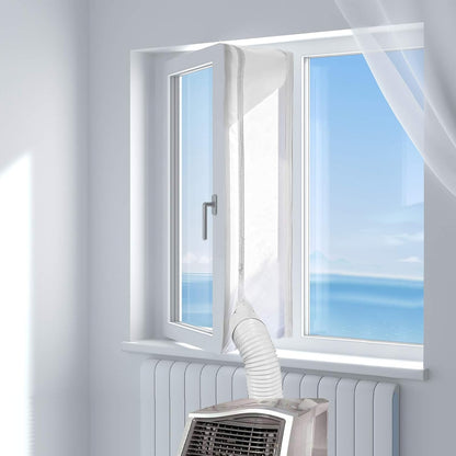 HOOMEE 157”(400CM) Universal Window Seal for Mobile Air Conditioner and Tumble Dryer – Window Kit Works with Portable AC, Easy to Install - Air Exchange Guards with Zip and Adhesive Fastener