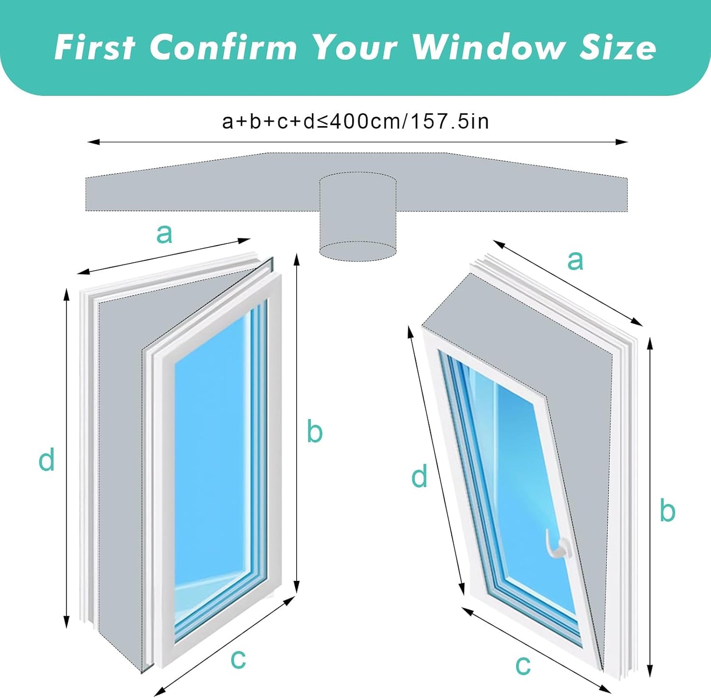 Fohil 400CM (157") Portable AC Window Seal Kit, Window Vent Seal Kit for Portable Air Conditioner Dryer, Waterproof Full Sealing A/C Vent Sealing Cloth for Push Out Windows