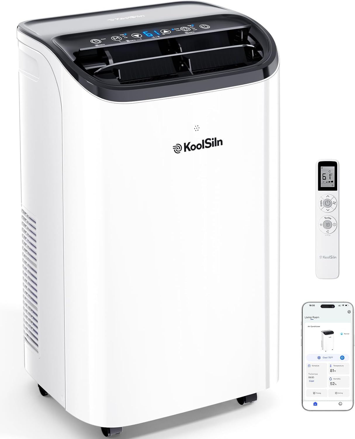 14,000 BTU Portable Air Conditioner with WiFi & Remote Control, Cools Up to 700 Sq.Ft, Auto-Evaporation Low Noise Portable AC Unit for Large Room, Office, Garage, White