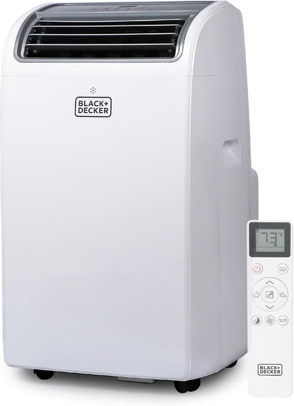 BLACK+DECKER Portable Air Conditioner,14,000 BTU Cooling, 12,000 BTU Heating for Rooms up to 700 Sq. Ft., Smart AC Unit with Follow Me Remote, BPACT14HWT, White