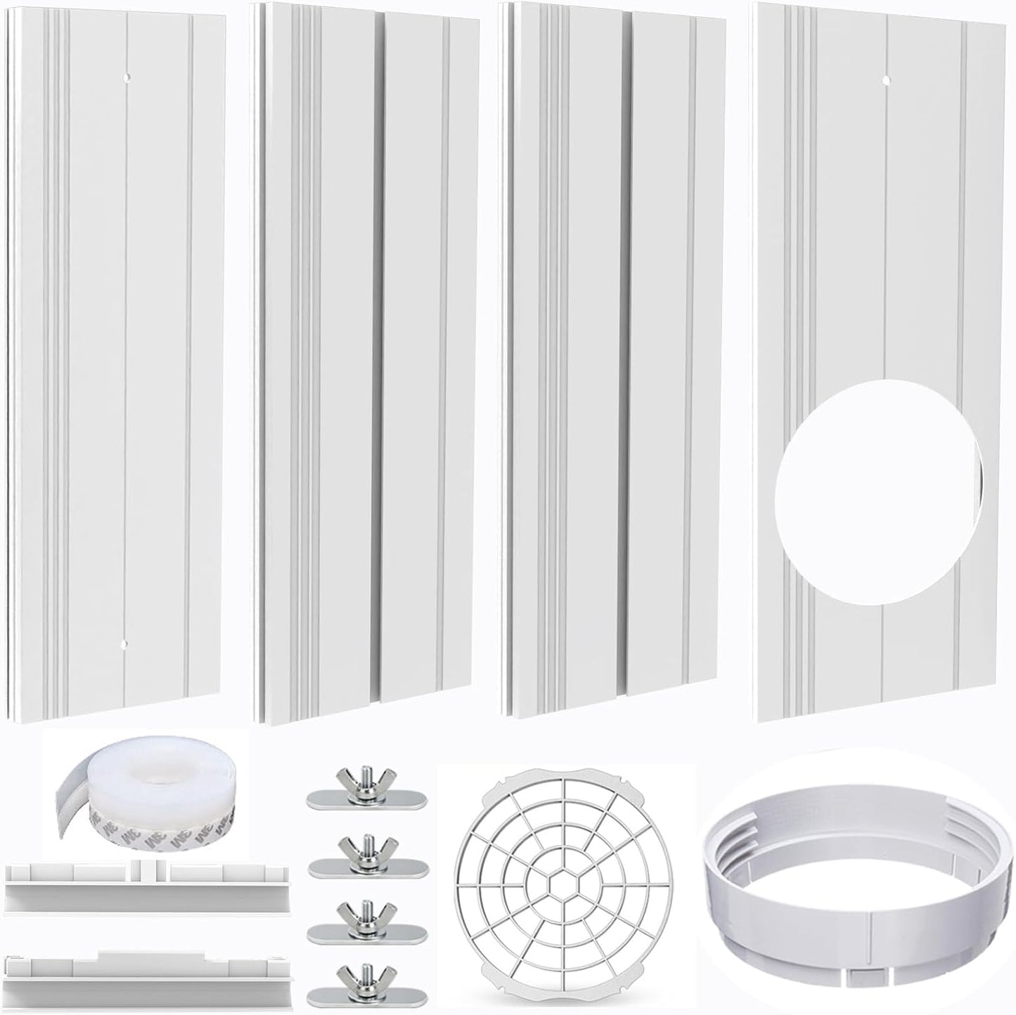 Portable Air Conditioner Window Vent Seal Kit Fit for 5.9" Exhaust Hose, Mobile AC Unit Window Vent Kit with 4 Vent Seal Plates for Vertical/Horizontal Sliding Window