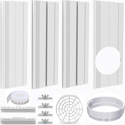 Portable Air Conditioner Window Vent Seal Kit Fit for 5.9" Exhaust Hose, Mobile AC Unit Window Vent Kit with 4 Vent Seal Plates for Vertical/Horizontal Sliding Window