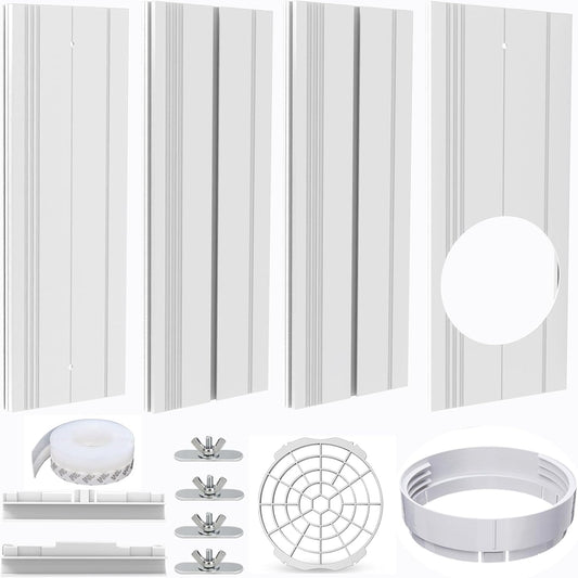 Portable Air Conditioner Window Vent Seal Kit Fit for 5.9" Exhaust Hose, Mobile AC Unit Window Vent Kit with 4 Vent Seal Plates for Vertical/Horizontal Sliding Window