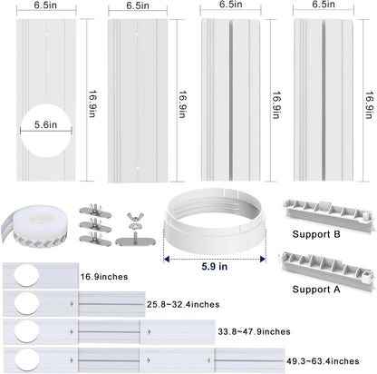 Portable Air Conditioner Window Vent Seal Kit Fit for 5.9" Exhaust Hose, Mobile AC Unit Window Vent Kit with 4 Vent Seal Plates for Vertical/Horizontal Sliding Window