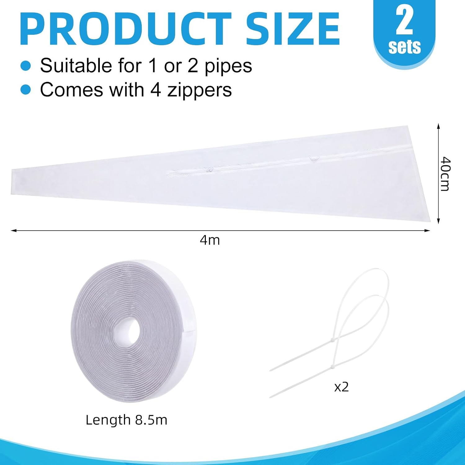 2 Pcs Portable Air Conditioner Window Seal Kit 157'' for Casement Air Exchange Guards with Zip and Adhesive Fastener Works Works with Tumble Dryer, Keep House Cool