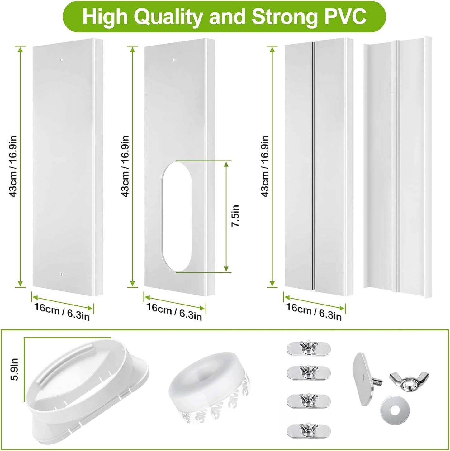 Upgrade Portable ac Window Vent Kit,ac Window Seal Kit,Portable Air Conditioner Window Kit Adjustable Length from 17" to 60" for Sliding Window,Portable ac Window Kit