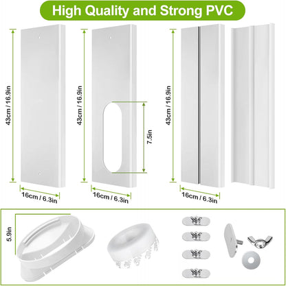 Upgrade Portable ac Window Vent Kit,ac Window Seal Kit,Portable Air Conditioner Window Kit Adjustable Length from 17" to 60" for Sliding Window,Portable ac Window Kit