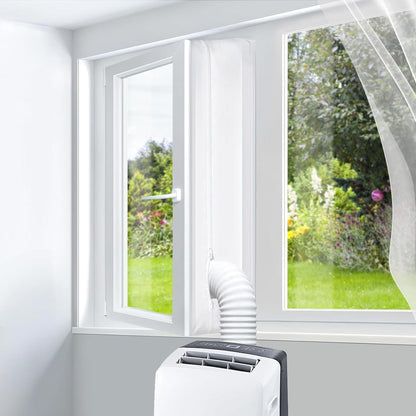 Universal Window Seal Kit for Portable Air Conditioner & Dryer, 100% Sealing Fabric Window Seal, Single & Dual Hose Adjustable Weather Strip, 500cm/197 Inch for Mobile A/C Unit