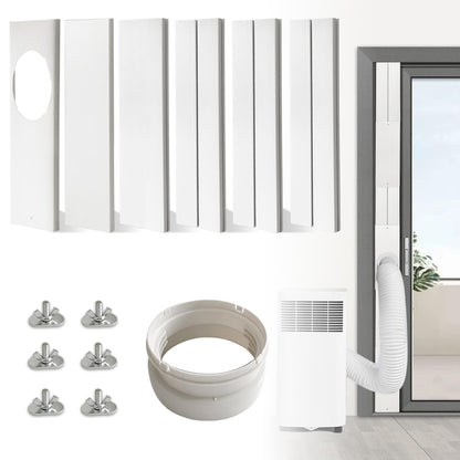 Portable AC Window Vent Kit - Complete Air Conditioner Window Kit, Adjustable PVC Window Seal Kit Panels Up to 60 Inches, for Universal Thread AC Exhaust Hose of 5.1" and 5.9" Diameter