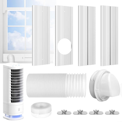 Upgrade Portable ac Window Vent Kit,ac Window Seal Kit,Portable Air Conditioner Window Kit Adjustable Length from 17" to 60" for Sliding Window,Portable ac Window Kit