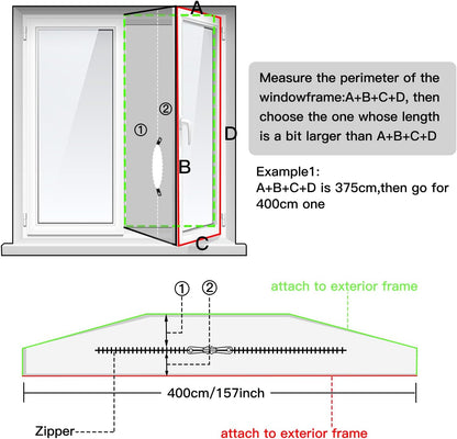 Portable Air Conditioner Window Seal Kit,Hot Air Stop Air Exchange Guards with Zip 158 inch ac Window Seal Kit Hot Air Stop Air Exchange Guards with Zipper Portable air Conditioner Window kit
