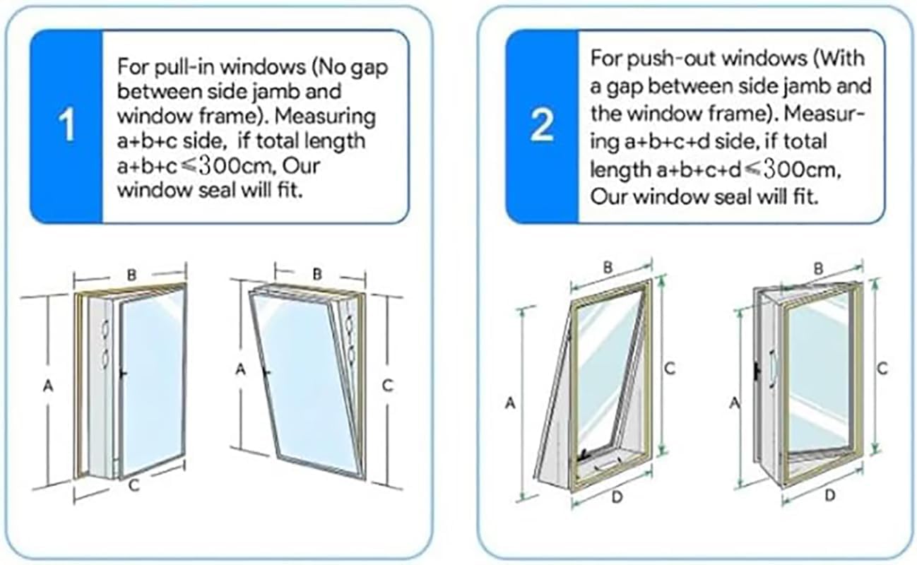 400CM (157'') Portable Air Conditioner Window Seal Kit for Mobile Air-Conditioning and Tumble Dryer, AC Window Kit for Hot Air Stop and for Casement, Crank-Out & Skylight Windows, No Drilling