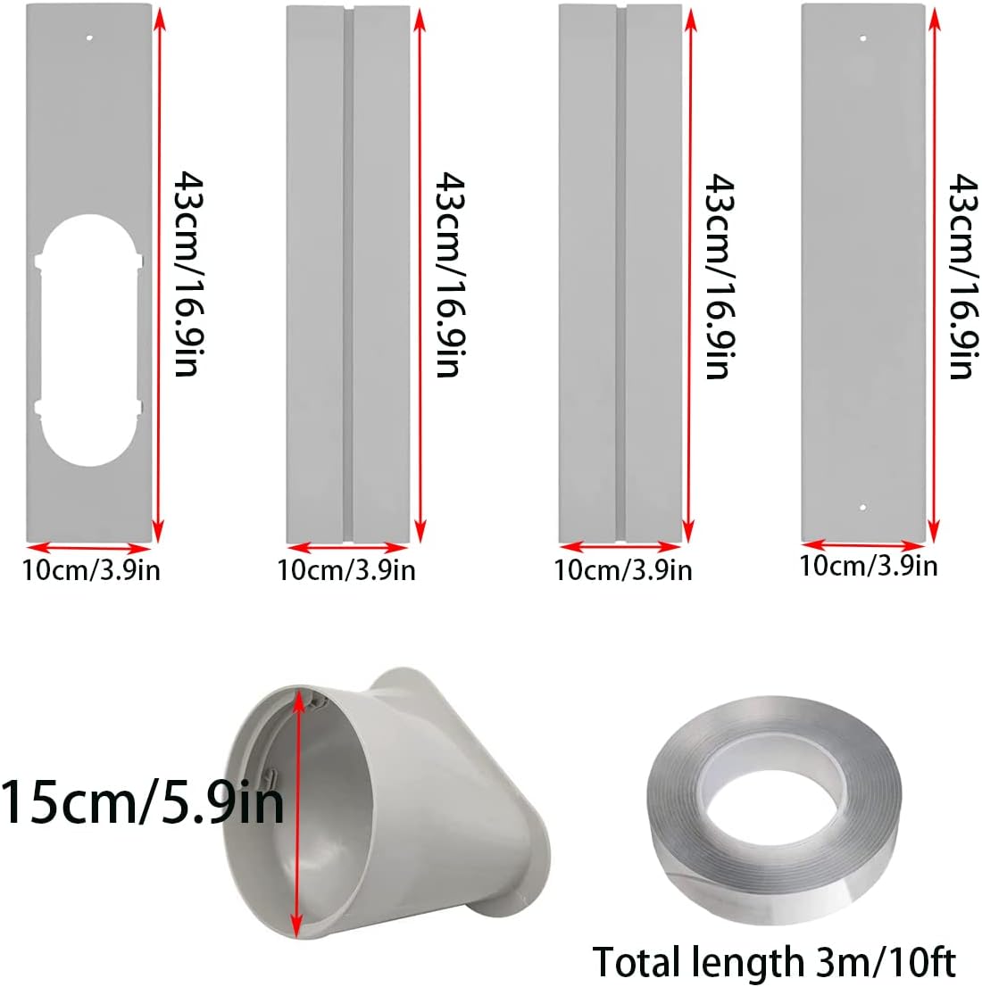 Portable Air Conditioner Vent Kit with 5.9" Exhaust Hose Universal Seal for AC Unit, Window Kit with Coupler for Sliding Horizontal or Vertical Windows