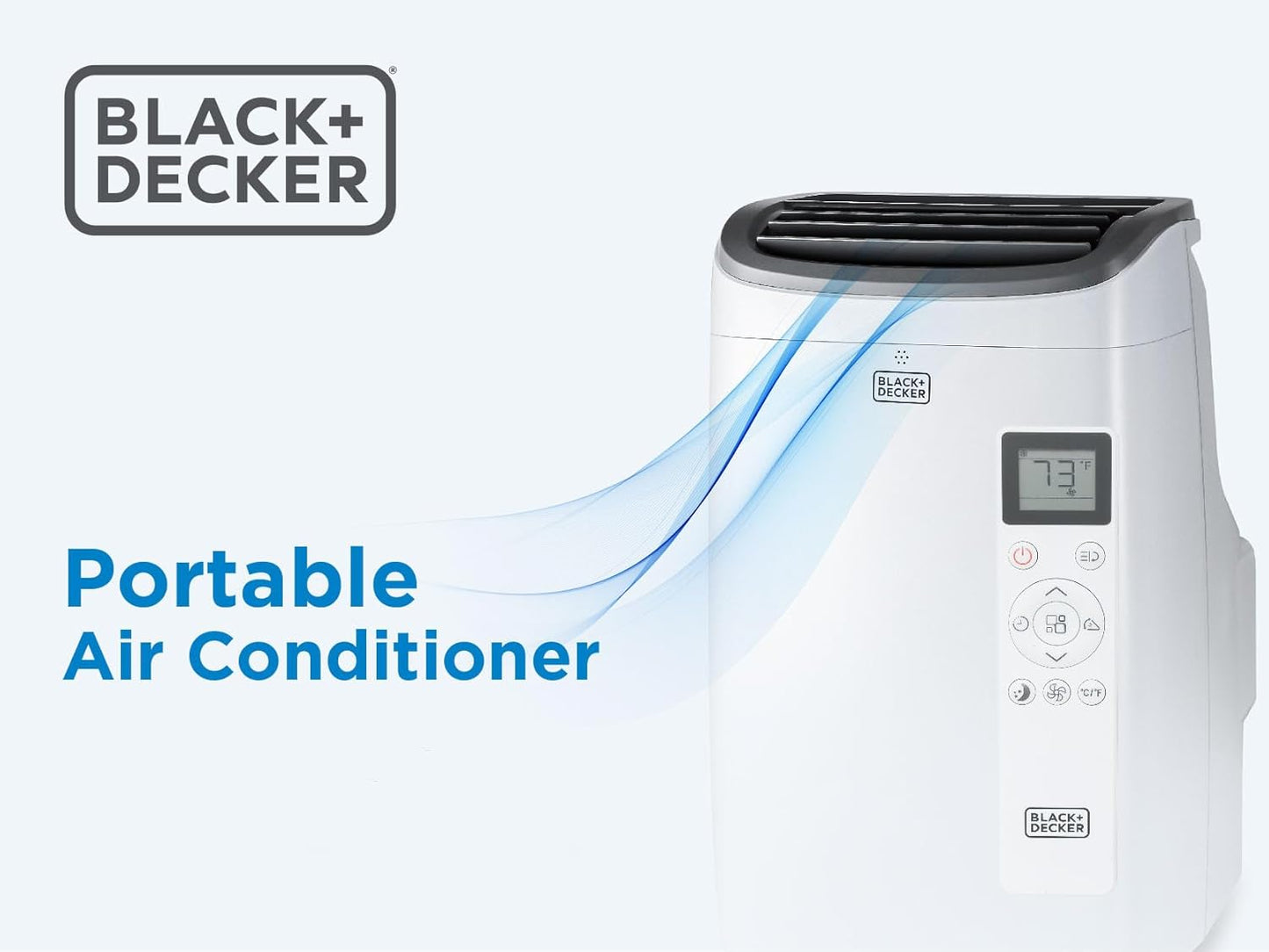 BLACK+DECKER Portable Air Conditioner, 8,000 BTU (3,950 BTU SACC) for Rooms up to 400 Sq. Ft., Portable AC with Follow Me Remote Control and Window Kit, BPACT08WT, White