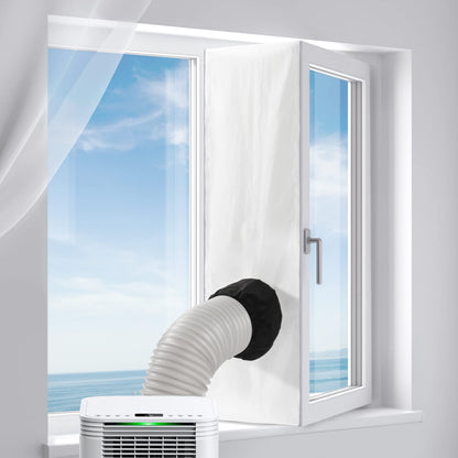 BEWAVE Portable AC Window Seal, 157"(400CM) Universal Window Seal for Portable Air Conditioner, Window Vent Kit with Shrink Rope and Adhesive Fastener for Casement Window