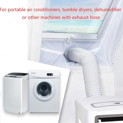 300cm Universal Window Seal for Mobile Air-Conditioning and Tumble Dryer, Air Exchange Guards with Zip and Adhesive Tape, No Need Drilling Holes/150(for 4m Push Windows)