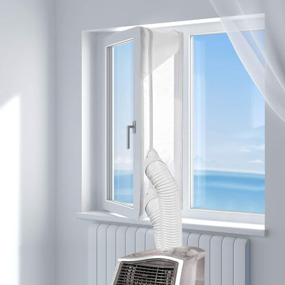 HOOMEE 157”(400CM) Universal Window Seal for Mobile Air Conditioner and Tumble Dryer – Window Kit Works with Portable AC, Easy to Install - Air Exchange Guards with Zip and Adhesive Fastener