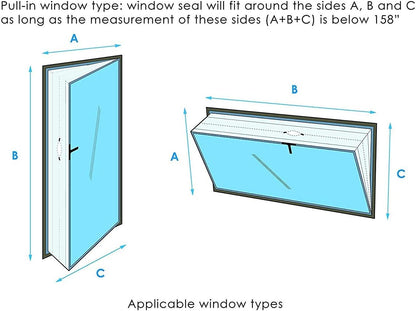 Universal Window Seal（400CM） with Zip and Hook Tape Suitable for Mobile Portable Air Conditioner and Tumble Dryer，Air Exchange Guards Easy to Install - No Need for Drilling Holes