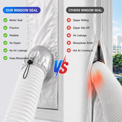 Window Seal Kit Silver for Portable Air Conditioner - 【30% Sunshade Heat Insulation Universal】- Window Vent Seal Kit For AC And Tumble Dryer - 100% Sealing Waterproof Adjustable L