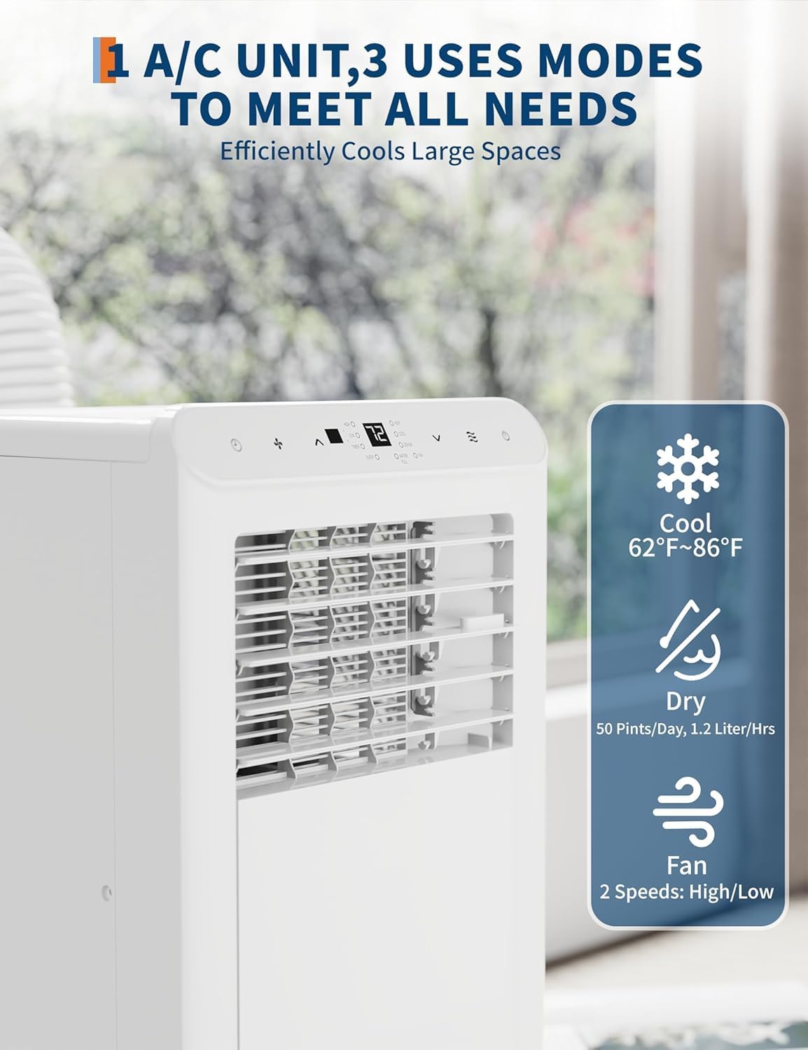 Garvee 8,000 BTU Portable Air Conditioner, 3-in-1 Portable AC Unit with Cool, Dehumidifier & Fan Modes, Covers Rooms up to 350 sq.ft, Sleep Mode, Remote Control, Timer & Full Window Kit