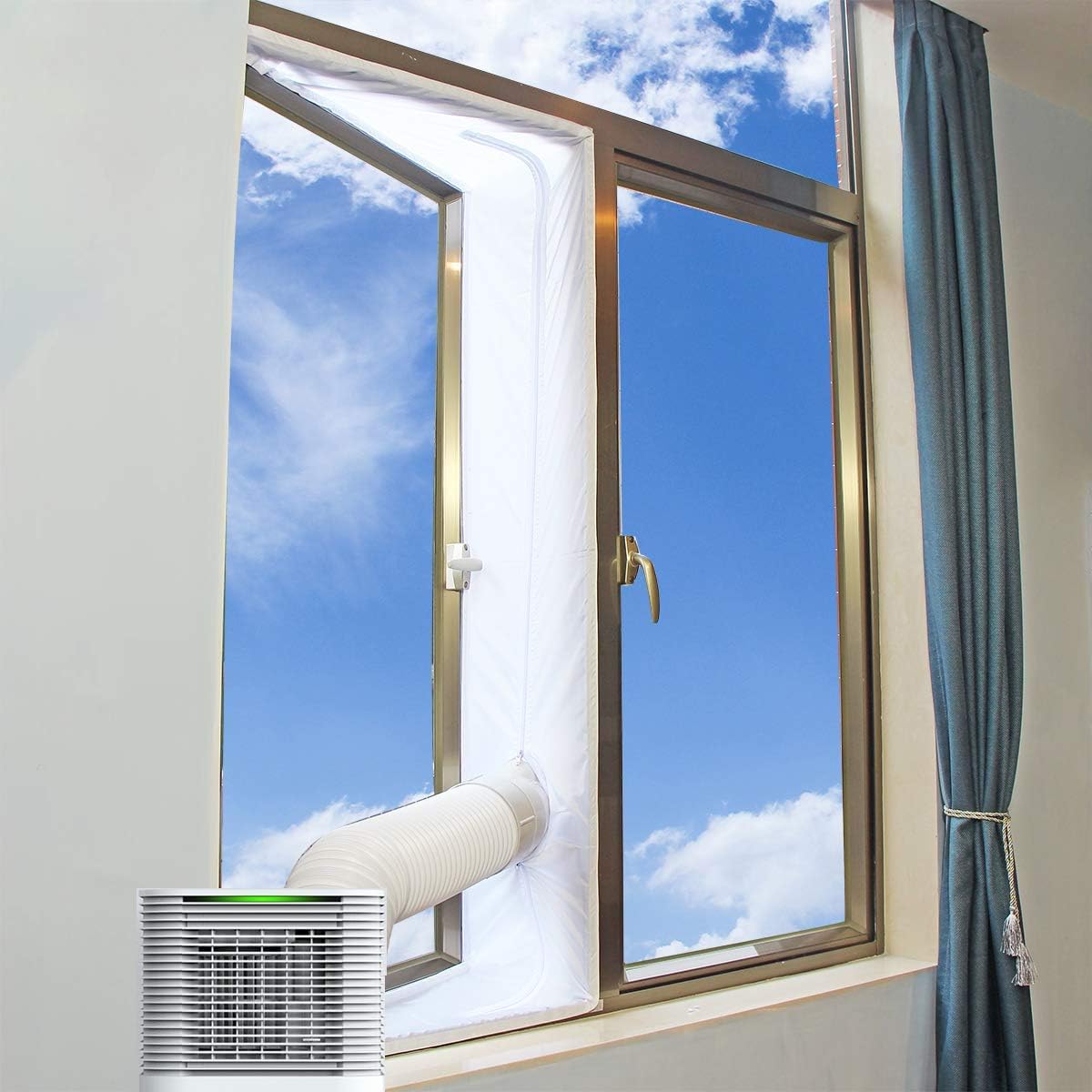 400 cm/157”Universal Window Seal for Portable Air Conditioner Vent Kit and Tumble Dryer Easy to Install - Air Exchange Guards with Zip and Adhesive Fastener