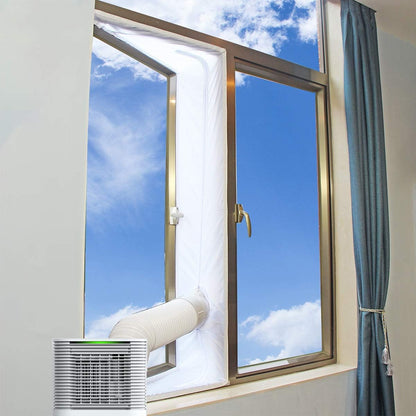 400 cm/157”Universal Window Seal for Portable Air Conditioner Vent Kit and Tumble Dryer Easy to Install - Air Exchange Guards with Zip and Adhesive Fastener