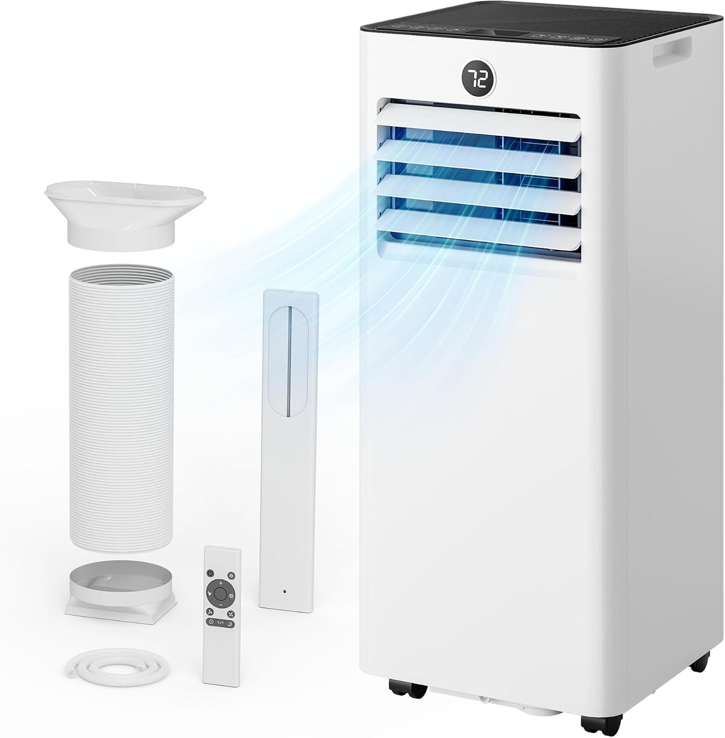 Portable Air Conditioners - 2026 Upgraded 10000 BTU Quiet Portable AC for Room up to 450 Sq. Ft, 4 in 1 AC Units with Cool, Fan, Dehumidifier, Sleep, 24H Timer/Remote/Window Kits