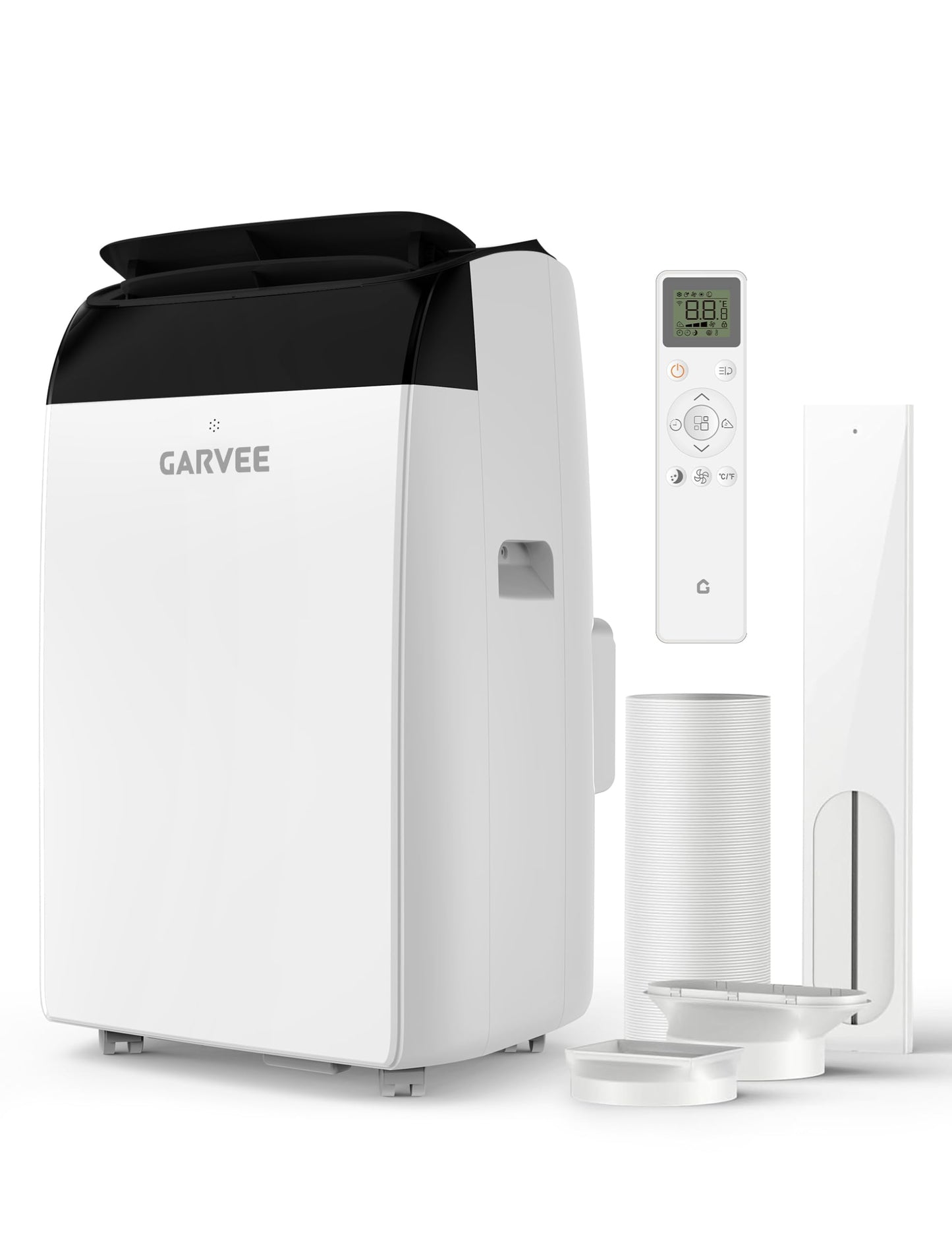 Garvee 8000 BTU Portable Air Conditioner, Complete Window Kit & Remote Included - Easy Setup, Cools 350 Sq. Ft Rooms, 24-Hr Timer, Sleep Mode, Quiet Operation, White