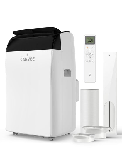 Garvee 8000 BTU Portable Air Conditioner, Complete Window Kit & Remote Included - Easy Setup, Cools 350 Sq. Ft Rooms, 24-Hr Timer, Sleep Mode, Quiet Operation, White