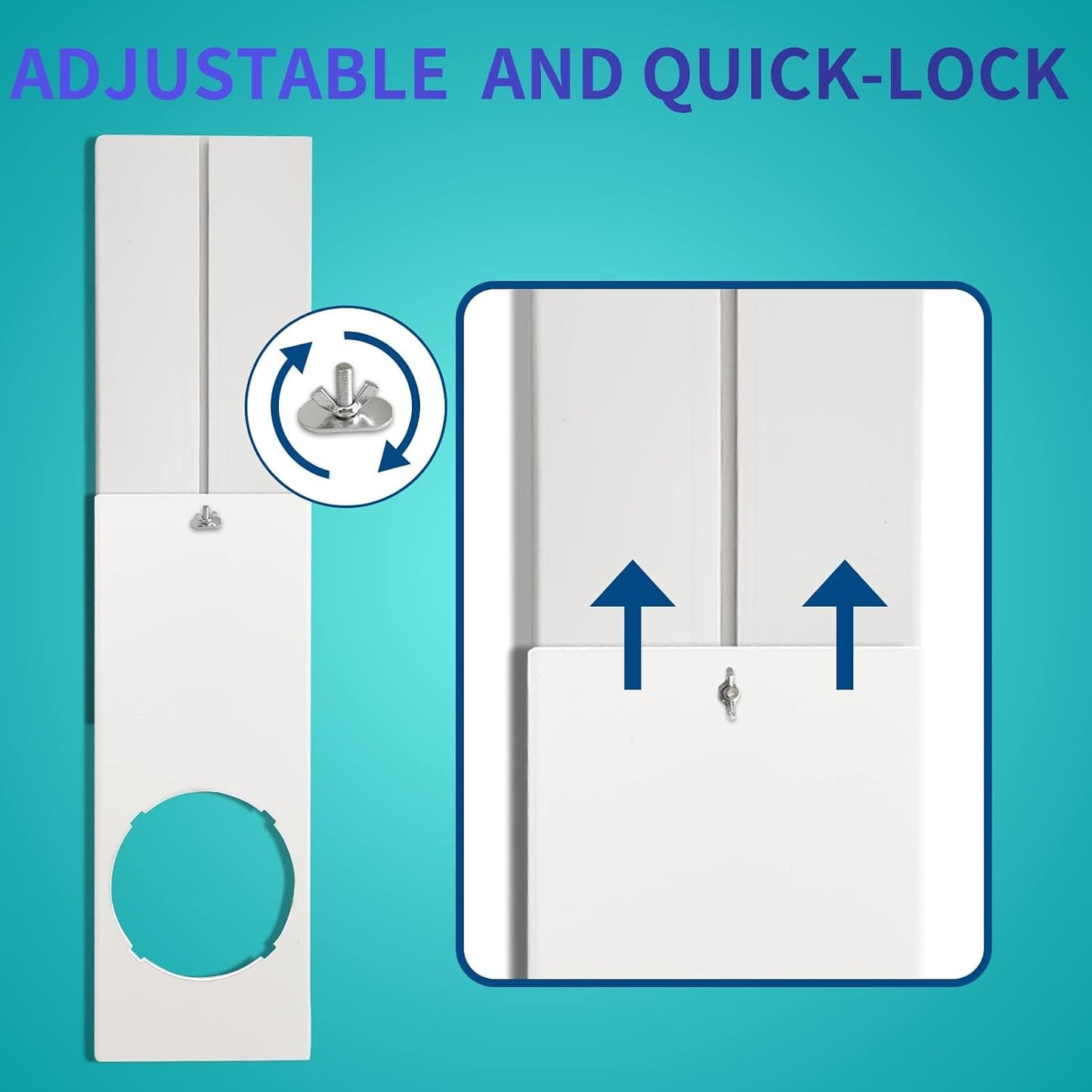 Portable AC Window Vent Kit - Complete Air Conditioner Window Kit, Adjustable PVC Window Seal Kit Panels Up to 60 Inches, for Universal Thread AC Exhaust Hose of 5.1" and 5.9" Diameter