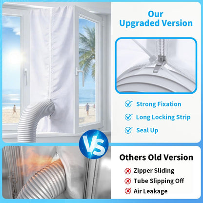 Gruntbear 600CM Universal Window Seal for Portable Air Conditioner, 236 Inch Portable AC Window Seal with Zip and Adhesive Fastener Works with Tumble Dryer, Easy to Install