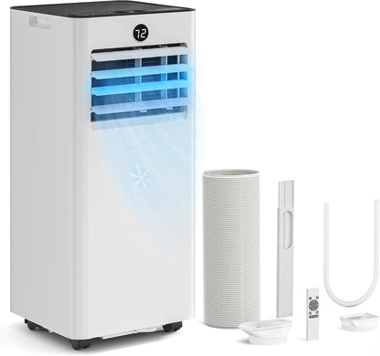 Quiet Portable Air Conditioner 8000 BTUs, Cools Rooms up to 350 Sq. Ft, Dehumidifier & Fan Mode, Sleep Mode, 24-Hour Timer, 26 ft Remote Control, 2026 Model, Window Kit 1-piece