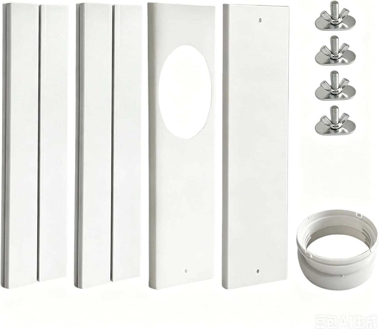 Portable AC Window Vent Kit - Complete Air Conditioner Window Kit, Adjustable PVC Window Seal Kit Panels Up to 60 Inches, for Universal Thread AC Exhaust Hose of 5.1" and 5.9" Diameter