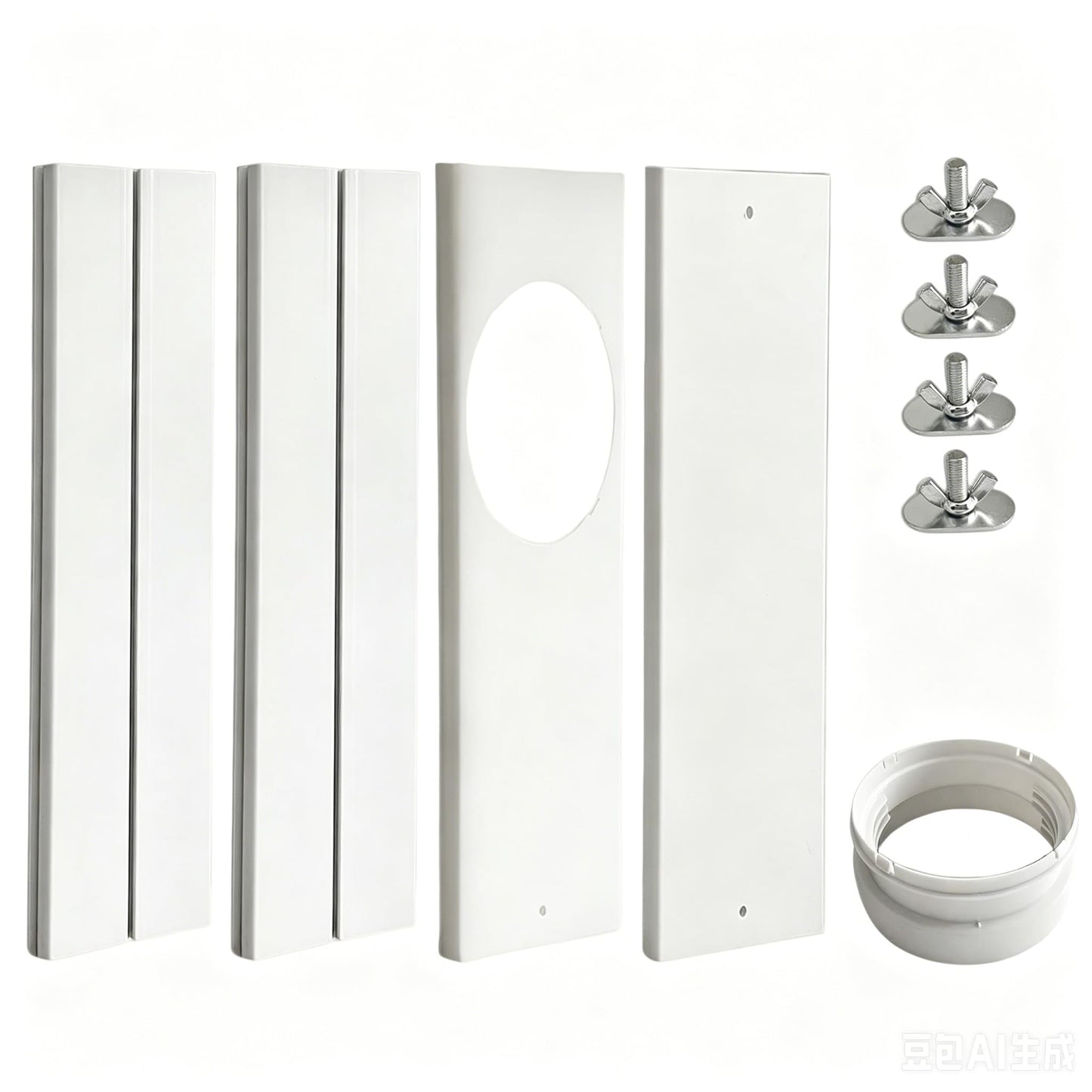Portable AC Window Vent Kit - Complete Air Conditioner Window Kit, Adjustable PVC Window Seal Kit Panels Up to 60 Inches, for Universal Thread AC Exhaust Hose of 5.1" and 5.9" Diameter