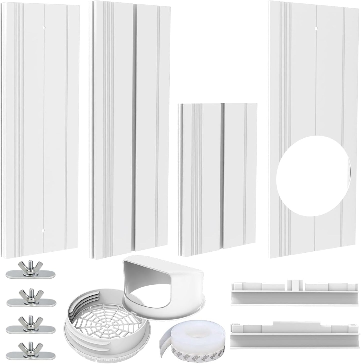 Portable Air conditioner Window Vent Seal Kit with Universal Coupler Fit for 5.1"/5.9" Exhaust Hose, Mobile A/C Unit Window Vent Kit with 4 Vent Seal Plates for Vertical/Horizontal Sliding Window