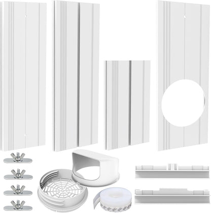 Portable Air conditioner Window Vent Seal Kit with Universal Coupler Fit for 5.1"/5.9" Exhaust Hose, Mobile A/C Unit Window Vent Kit with 4 Vent Seal Plates for Vertical/Horizontal Sliding Window