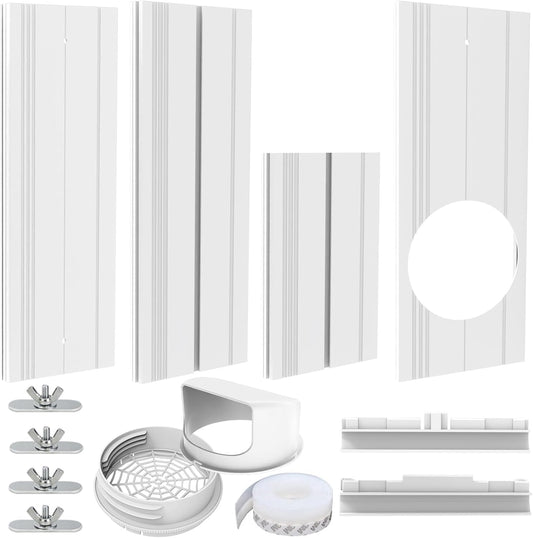 Portable Air conditioner Window Vent Seal Kit with Universal Coupler Fit for 5.1"/5.9" Exhaust Hose, Mobile A/C Unit Window Vent Kit with 4 Vent Seal Plates for Vertical/Horizontal Sliding Window