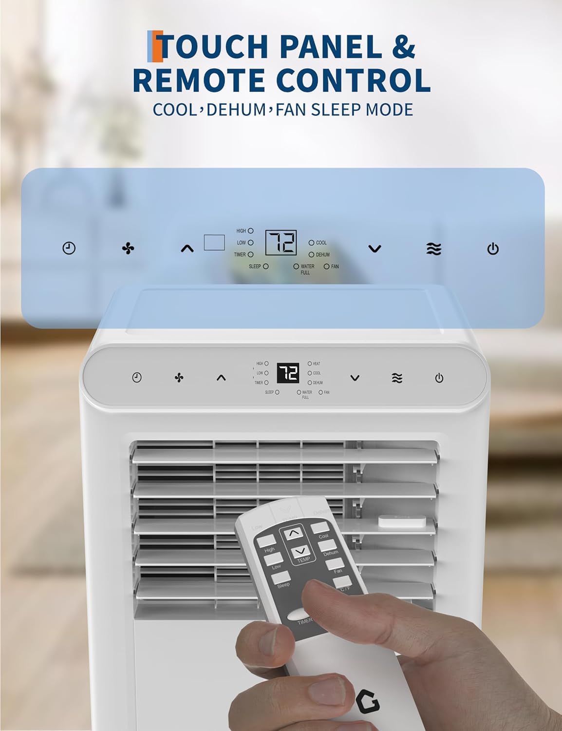 Garvee 8,000 BTU Portable Air Conditioner, 3-in-1 Portable AC Unit with Cool, Dehumidifier & Fan Modes, Covers Rooms up to 350 sq.ft, Sleep Mode, Remote Control, Timer & Full Window Kit