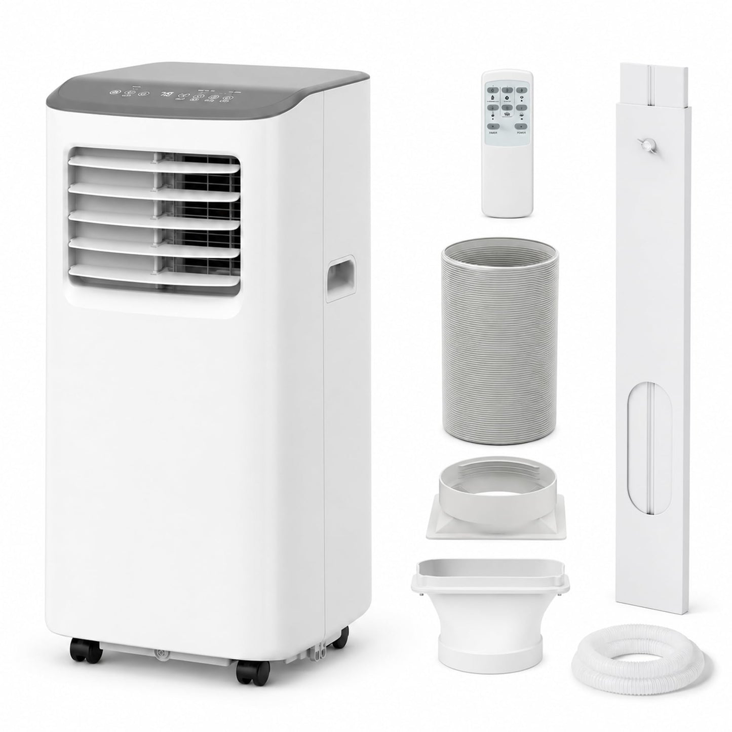 GarveeLife Portable Air Conditioner,8,000 BTU for Rooms up to 350 Sq.Ft., Smart Compact AC Unit with Cooling, Dehumidifier, Fan, Remote Control and Window Kit, White