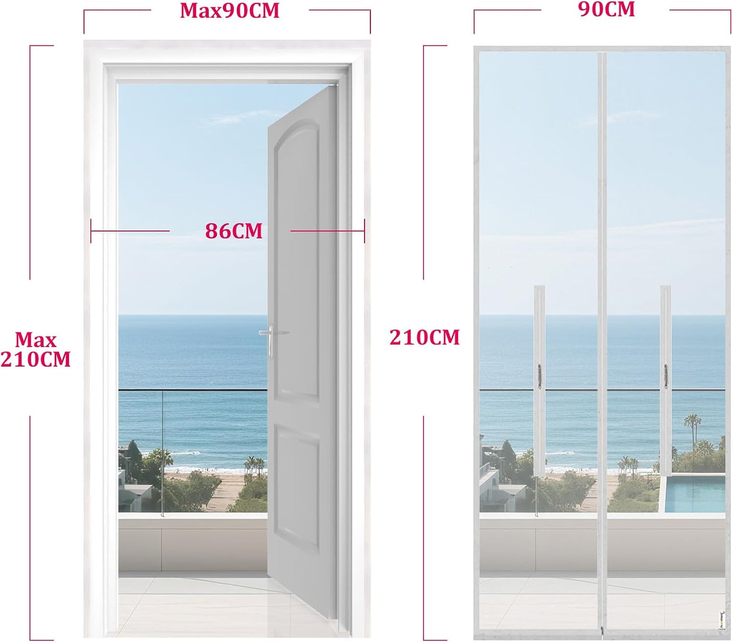 HOOMEE 36x83 Inch Zipper Screen Door Seal for Portable Air Conditioner and Tumble Dryer– Works with Mobile Air Conditioning